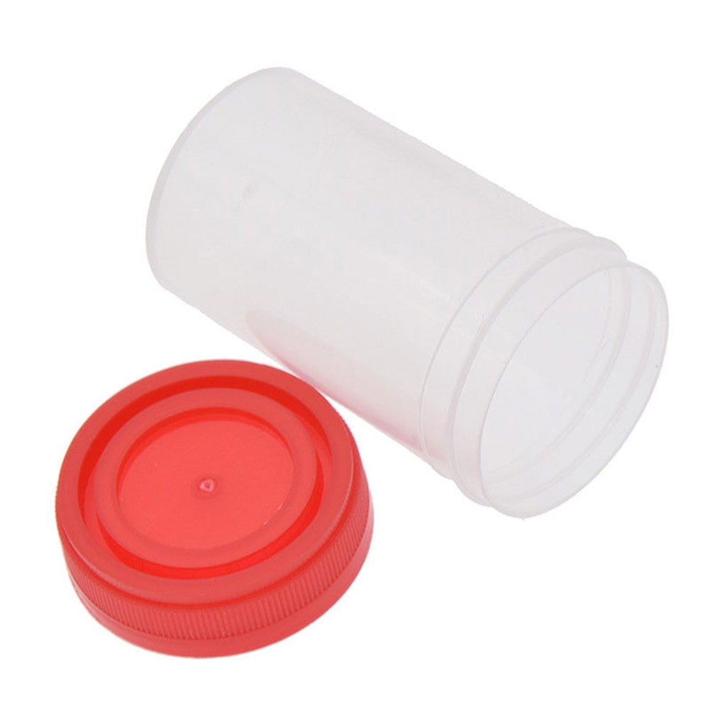 5 Bottles of Urine Container Sample Cup Stationery Experiment 40ml / 60ml  Volume Molded Exhaust Ml and Oz PP EO Sterile Red Lid - AliExpress