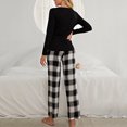 thumbnail image 7 of Womens Pajamas Sets Long Sleeve Plaid Heart Print Pullover Tops Loose Wide Leg Plaid Pajamas Pants Loungewear Sleepwear, 7 of 7