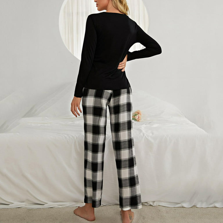 Women's 2 Piece Lounge Outfits Pajamas Set Casual Loose Comfy Long Sleeve  Tops and Pants Sleepwear Pjs Homewear 