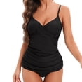thumbnail image 4 of UTSJKR Women's Solid Cami Strap Bikini Set, Casual Two Piece Triangle Bathing Suit, Slim Fit Swimwear for Summer Pool and Beach Wear Black S, 4 of 9