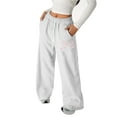 thumbnail image 2 of Girls Bowknot Baggy Sweatpants-Lightweight Straight Leg-White Baggy Sweatpants with Pockets-for Teen Girls 4-5 Years, 2 of 4