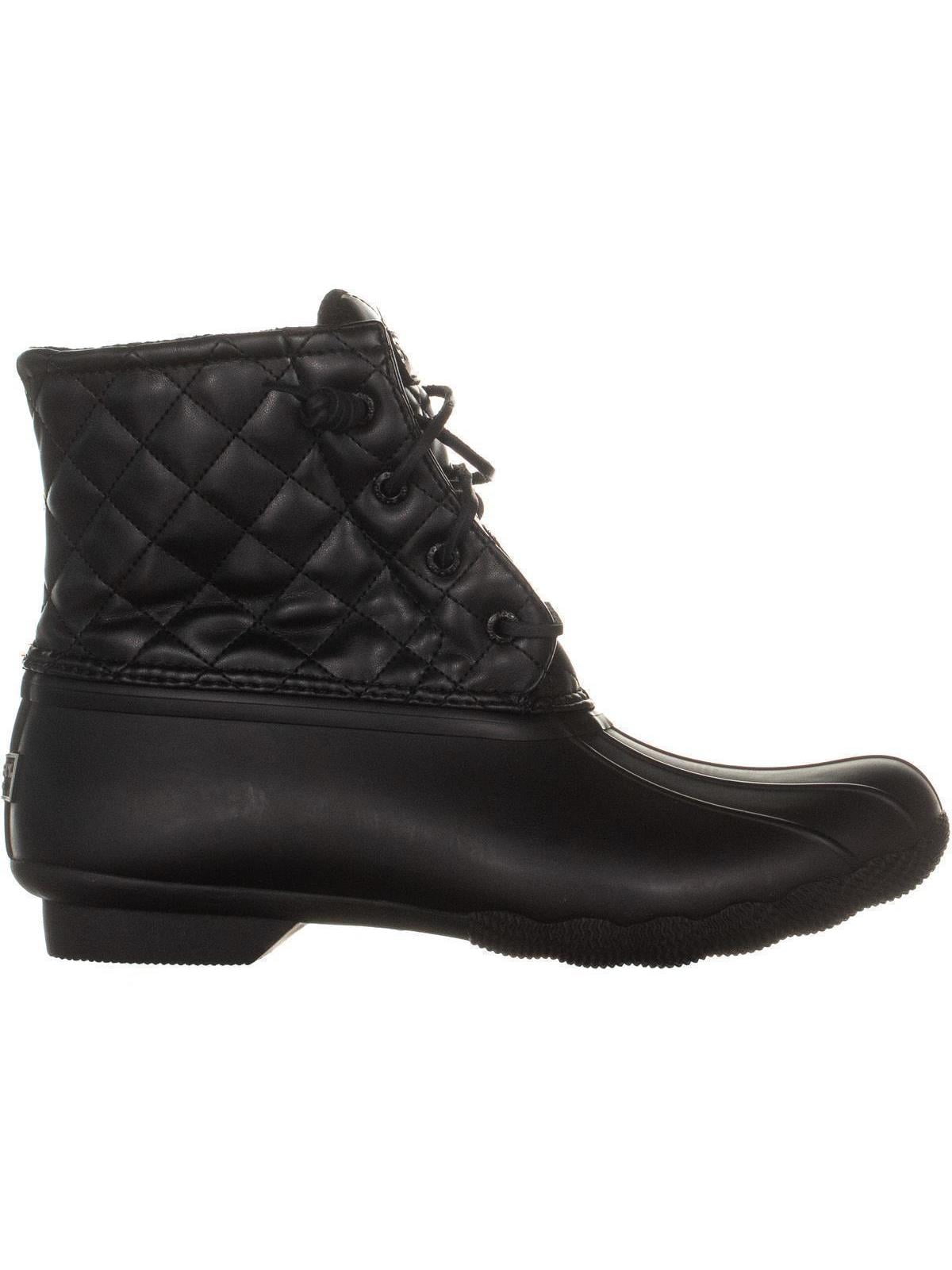 Womens Sperry Top Sider Saltwater Rain Boots Quilt Leather Black Walmart