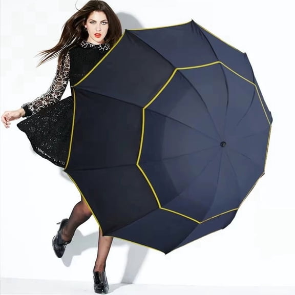 Double Strong Wind Resistant Umbrella Rain Women Large Folding Non-automatic Umbrellas Men Family Travel Business Paraguas