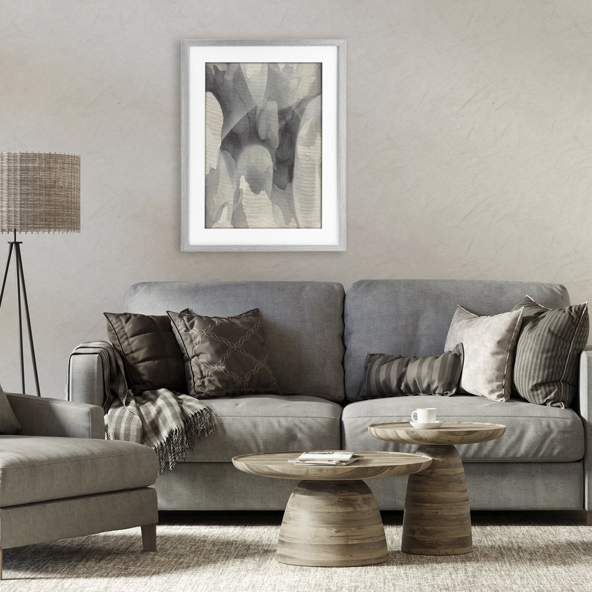 Stupell Industries Monochrome Watery Drips Gray Framed Print Under Glass, design by Kippi Leonard