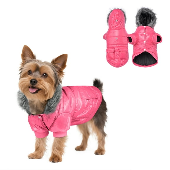 NAMSAN Dog Winter Coat Warm Button Closure Dog Clothes for Small Dog, Pink