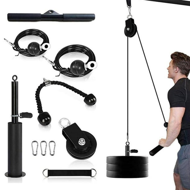 Rodillo De Muñeca Para Antebrazo Ejercitador De Entrenamiento De Fuerza De Brazo Resistente Con Sistema De Polea Para Jalones Lat Curls De Bíceps Extensiones De Tríceps Yuarrent OD012603-00