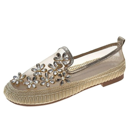 

Jungdeepe Women s Summer Fashion Net With Rhinestone Flat Casual Shoes Casual Women Shoes for Work Casual Winter Shoes for Women Slip on Casual Shoes for Women Size 9 Womens Summer Shoes Casual Dressy