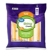 Great Value Gluten-Free Low-Moisture Part-Skim Mozzarella Twist String Cheese, 30 oz Bag, 36 Sticks
