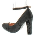 thumbnail image 3 of Chase & Chloe Tiana-1 women's round toe chunky heel ankles strap suede pumps shoes, Black/Silver, 10, 3 of 4