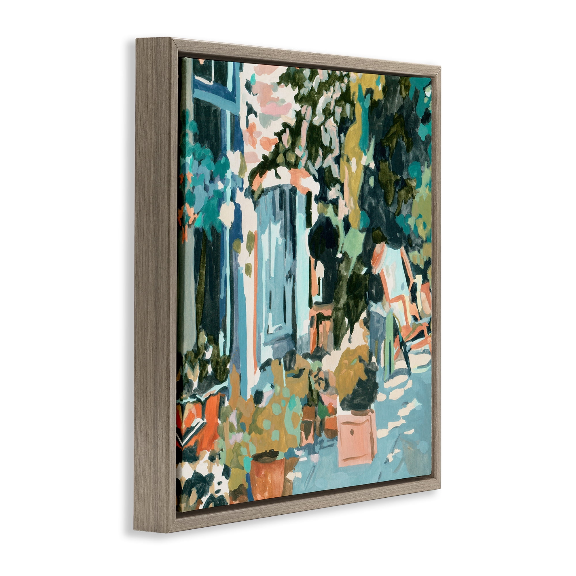 Stupell Industries Abstract Cityscape Architecture Scenic & Cityscapes Painting Brown Floater Framed Canvas Art Print Wall Art, 25 x 25