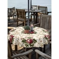 thumbnail image 2 of Outdoor Tablecloth with Umbrella Hole Zipper Boho Pink Red Floral Round Tablecloth 60" Waterproof Outside Table Cloth Farmhouse Vintage Flower Green Leaf Patio Table Cover Tablecloths for Picnic, 2 of 8