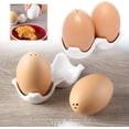 thumbnail image 2 of Egg Shaped Ceramic Spice Shaker Set with Stand, Mini Salt and Pepper Seasoning Dispenser with Tray, Novelty Brown Egg Shakers for Kitchen BBQ Restaurant Table Decor, 2 of 7