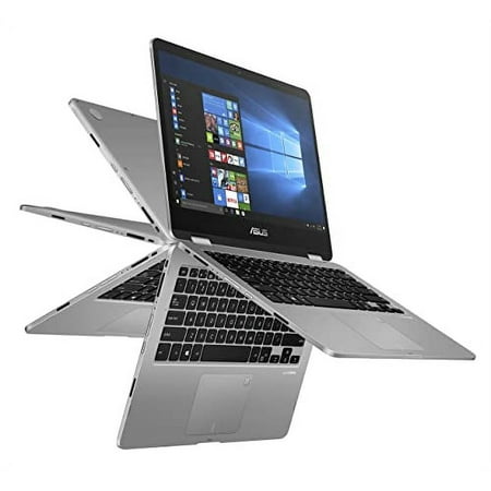 Pre-Owned ASUS VivoBook Flip 14 Thin and Light 2-in-1 Laptop, 14 FHD Touch, Intel Core i3 Processor, 4GB RAM, 128GB SSD, Wifi, Webcam, Bluetooth, HDMI, Fingerprint, Windows 10 S (Good)