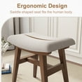 thumbnail image 4 of Solid Wood Vanity Stool, Small Makeup Chair with Saddle Cushion, Compact Vanity Bench for Bedroom, Living Room, or Entryway, Walnut, 4 of 11