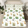 thumbnail image 2 of Homewish Tropical Monstera Leaf Twin Sheet Sets,Zoo Animal Giraffe Twin Fitted Sheet,White Green Brown 03 For Boys Girl,Microfiber Bedroom Decor,3-Piece, 2 of 7