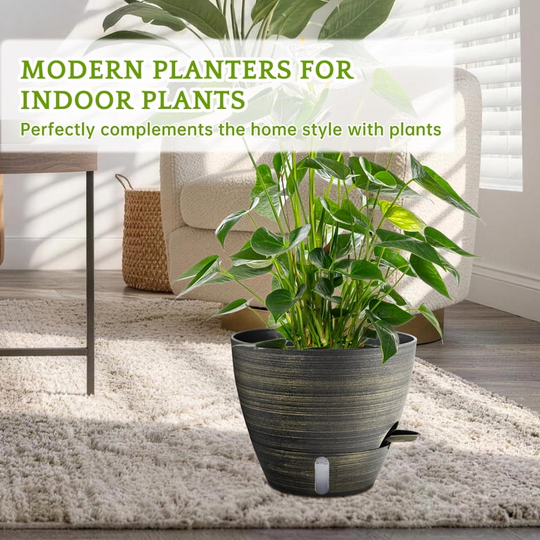 FIASON Self-Watering Planters, 2 Pack 8 Inch Teal Gold photo 8