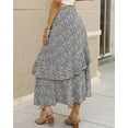 thumbnail image 5 of FreshPrettyWomen Summer Spring Boho Long Skirts Dress Floral Print Elastic Waist Split Ruffle High Low Beach Maxi Skirt, 5 of 6