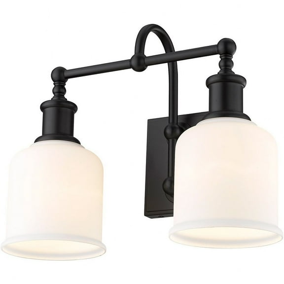 2 Light Vanity Light Fixture in Transitional Style-12.25 inches Tall and 16 inches Wide-Matte Black Finish Bailey Street Home 372-Bel-4652167