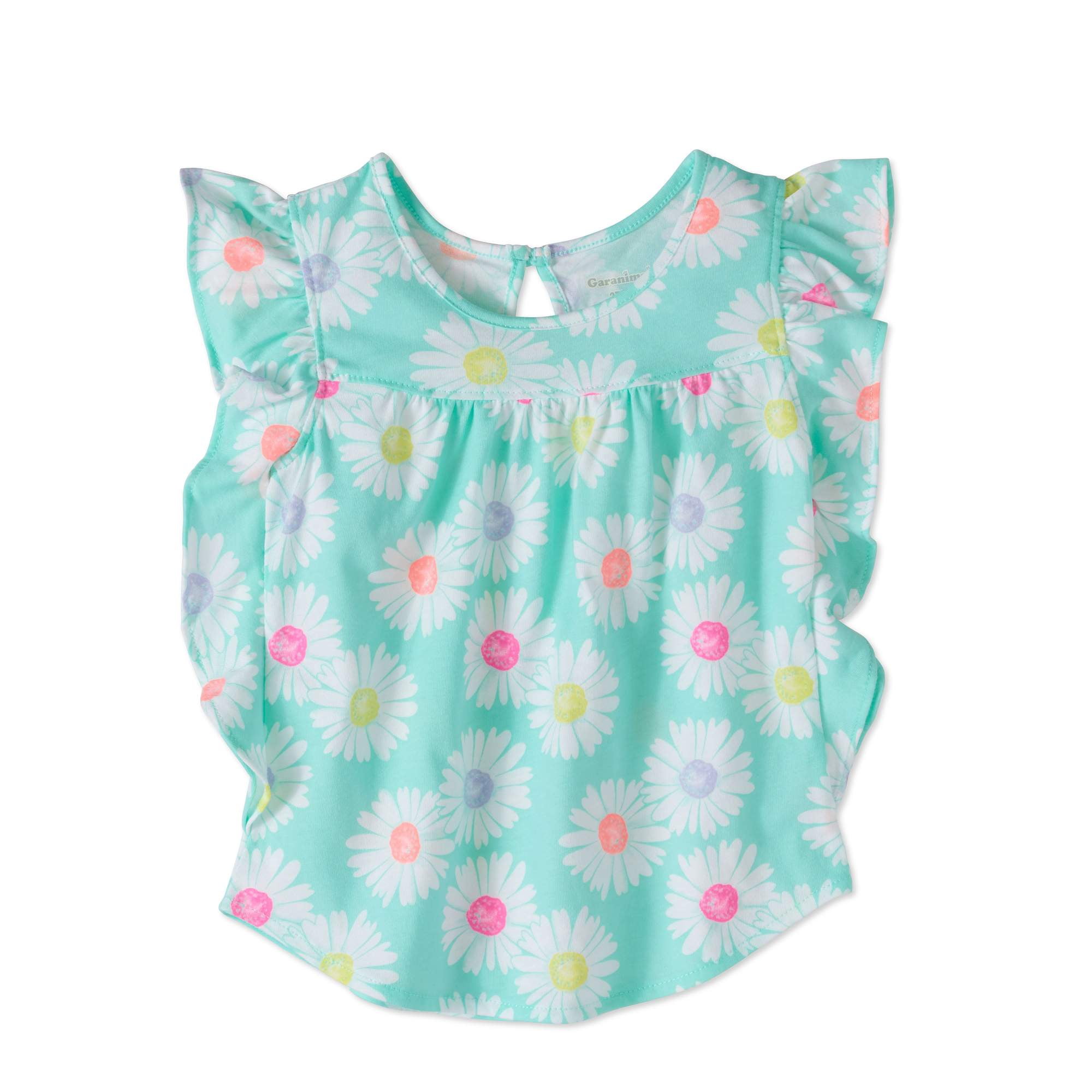 Garanimals Toddler Girl Short Sleeve Printed Ruffle TShirt Walmart