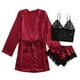 thumbnail image 2 of ICHUANYI Clearance Satin Silk Pajamas Women Nightdress Lingerie Robes Underwear Sleepwear Sexy(Wine, L) Ichuanyi Ichuanyi, 2 of 7