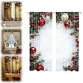 thumbnail image 4 of Curtains Printed With Christmas Balls, 2 Pieces Easy-to-Hang 2D Print Curtains, Christmas Ball Holiday Printed Style + Snowflakes & Pine Branches for Festive Decor, 4 of 9