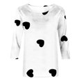 thumbnail image 4 of SDNall Mode Femmes T-shirt Imprimé Mi-Longueur Manches 3/4 Blouse Col Rond Hauts Décontractés, 4 of 9