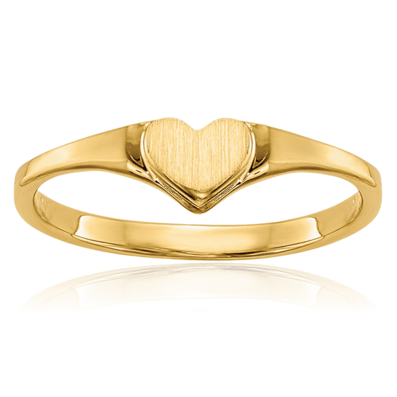 14K Solid Yellow Gold Heart Ring Love Band