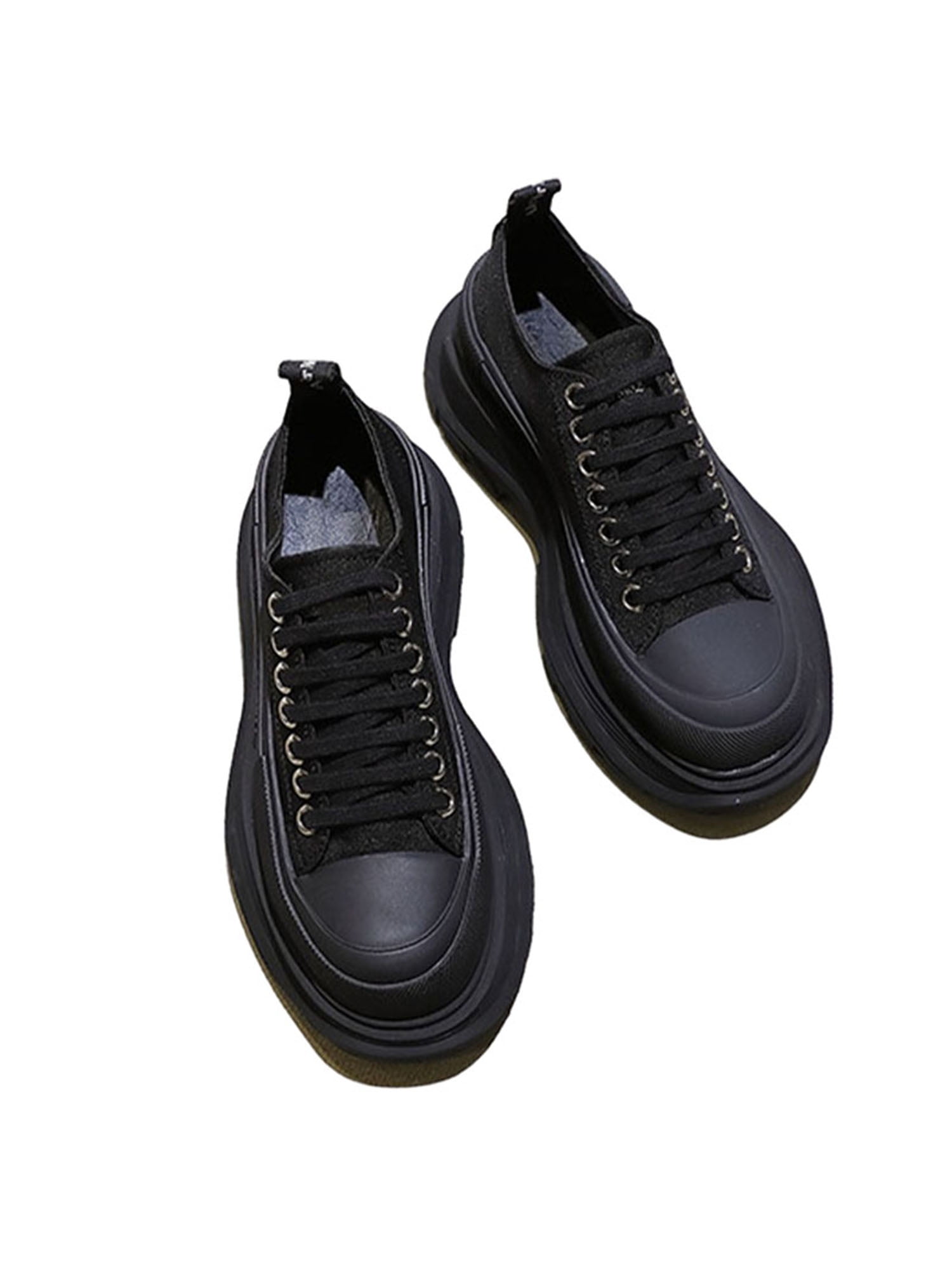 20 Hole Punk Rock Men Women Canvas Laceup Knee Hi Mono Black Sneaker Flat Boot 20 Hole Punk Rock Men Women Canvas Laceup Knee Hi Mono Black Sneaker Flat Boot