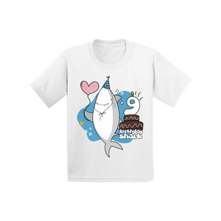 Awkward Styles Ninth Birthday Party I am 9 T-shirt Shark Shirts for Boys Shark Lovers Gifts Shark Themed Party Shark T Shirts for Girls Gifts for Nine Year Old Children Ninth B Day T-Shirt for (Best Gifts For Nine Year Old Boy)