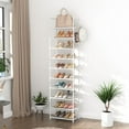 thumbnail image 6 of 10 Tiers Tall Shoe Rack 20-25 Pairs Boots Organizer Storage Sturdy Narrow Shoe Shelf for Entryway, Closets with Hooks, White, 6 of 7