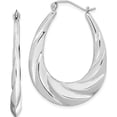 thumbnail image 1 of Sterling Silver Rhodium-Plated Twisted Scalloped Hoop Earrings (32 X 28) Made In Indonesia qe4696, 1 of 5