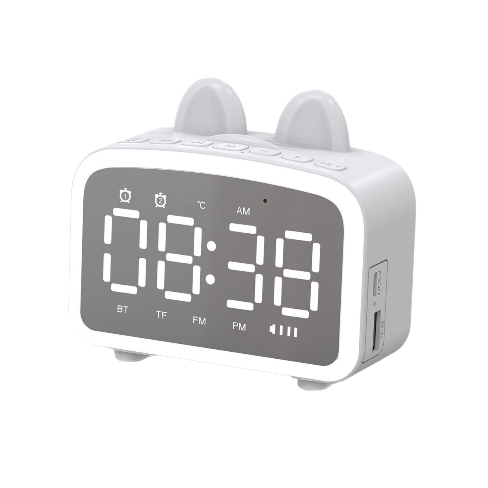 PUREKKI Multifunctional Desktop Bluetooth Speaker with Alarm Clock, FM Radio, SD Card Playback, Hands-Free Calling, Compact Size for Bedside and Office Use