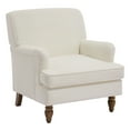 thumbnail image 3 of Hassch Classic Vintage Accent Armchair in Cream Linen Upholstery, Single Sofa Chair w/ Rolled Armrests and Solid Rubber Wood Legs, Easy to Assemble, 3 of 7