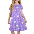 thumbnail image 2 of Cethrio Girls' Nightgowns Size 6, Short Sleeve Fashion Summer Loose Fit Kids Sleep Dresses Sleepwear Multicolor Size 6, 2 of 8