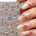 thumbnail image 2 of Chanana Embossed Flower Nail Art Stickers - Spring Floral Orange Floral Leaf Self-Adhesive 5D Nail Decals for DIY Spring Summer Manicure, 2 of 9