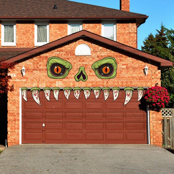 CCINEE Halloween Monster Face Outdoor Decoration with Eyes Fangs Nostril for Home Car Decor, 14.6Inch, Green