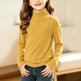 thumbnail image 2 of UAYOTSE Girls Long Sleeve Mock Neck Shirt Solid Color Stretchy Soft Base Layer Underwear Top, 2 of 9