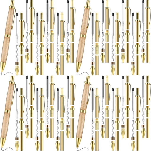 Kit de 24 Bolígrafos Retráctiles para Torneado de Madera de 8 mm con Recambios. Suministros para Torneado de Madera.