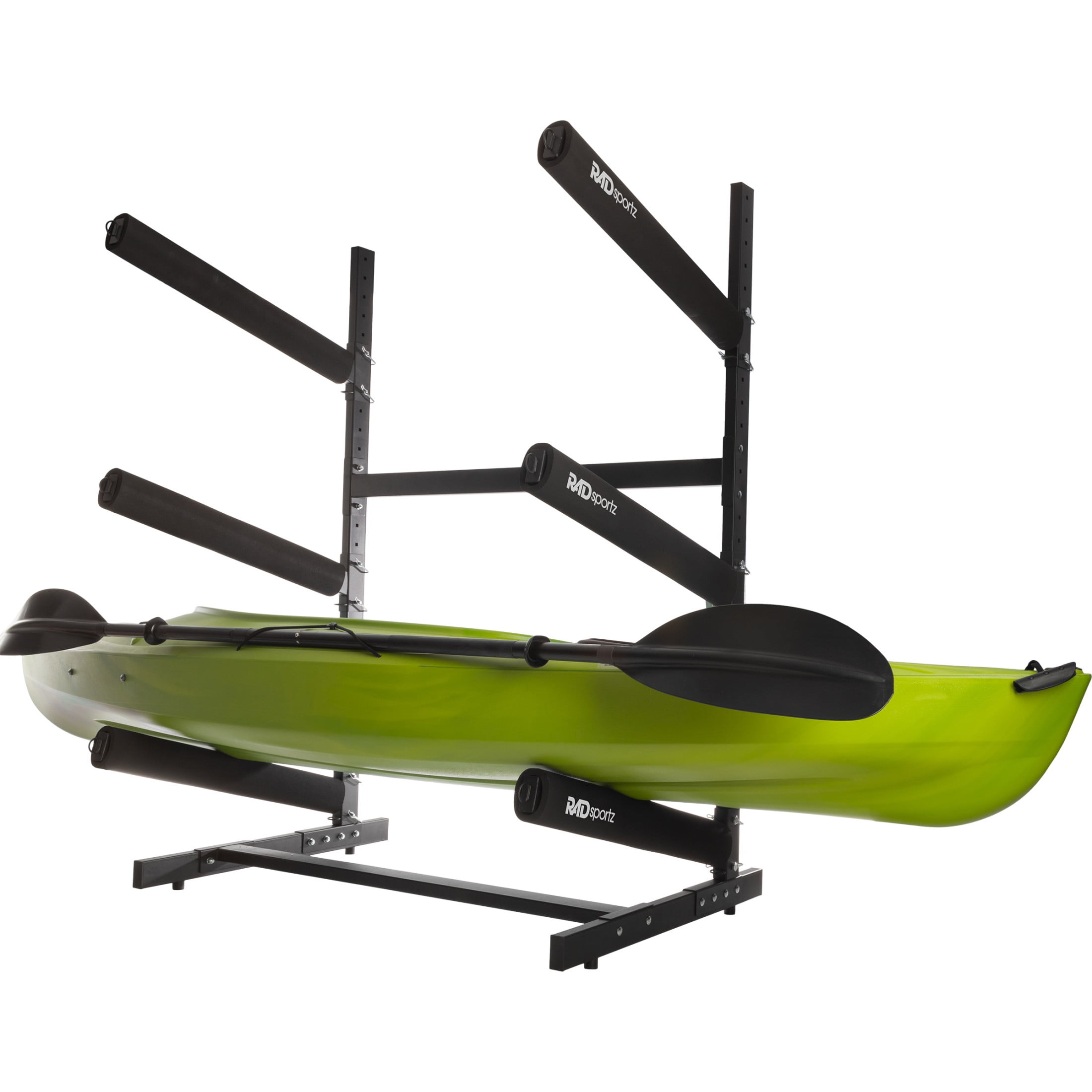 RAD Sportz Kayak Storage Rack 3 Level Freestanding Adjustable Stand with Padded Arms and 300lb Capacity for Canoes SUP or Paddleboards Black Walmart
