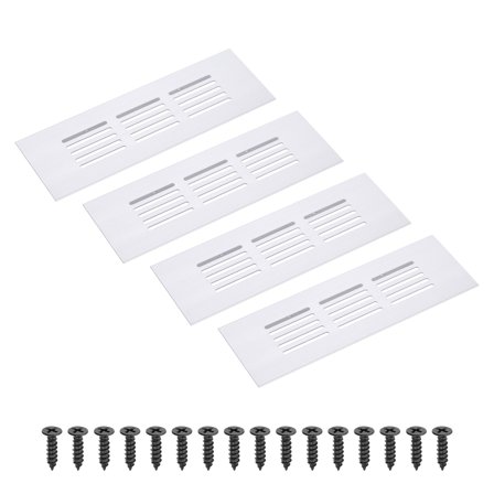 Uxcell 6 x 2 Inch Rectangle Ventilation Grille, 4PCS Aluminum Air Vent Cover, Silver