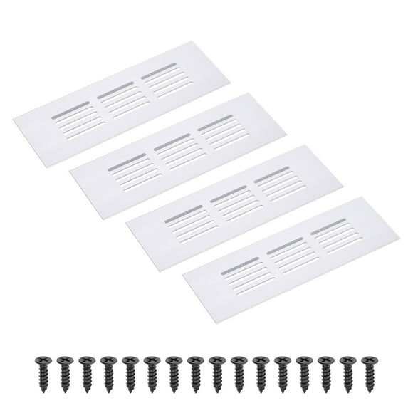 Rejilla de ventilación rectangular Uxcell 6 x 2" 4Pcs Cubierta de ventilación de aire de aluminio Plata