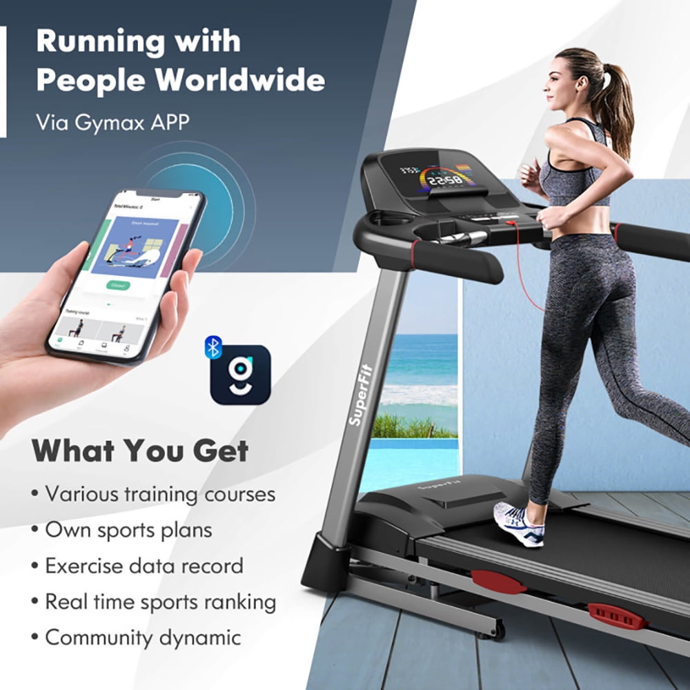 Topcobe 4.75 HP Folding Treadmill with Auto Incline and 20 Preset Programs, Smart Digital Folding Treadmill, Electric Foldable Exercise Fitness Machine, Black