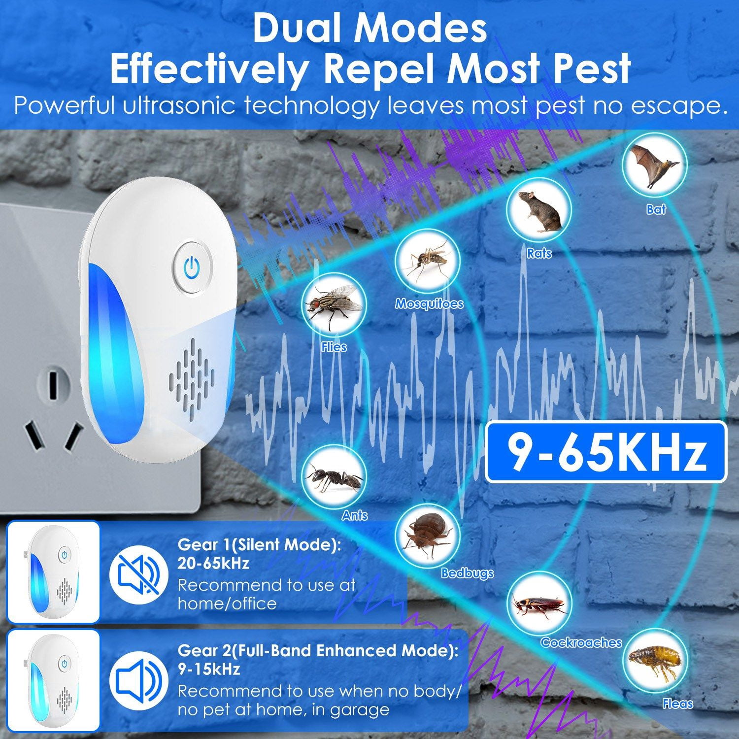 6 Pack Ultrasonic Pest Repeller, Wide Coverage Dual-Frequency Pest Control for Home Apartment Hotel Office
