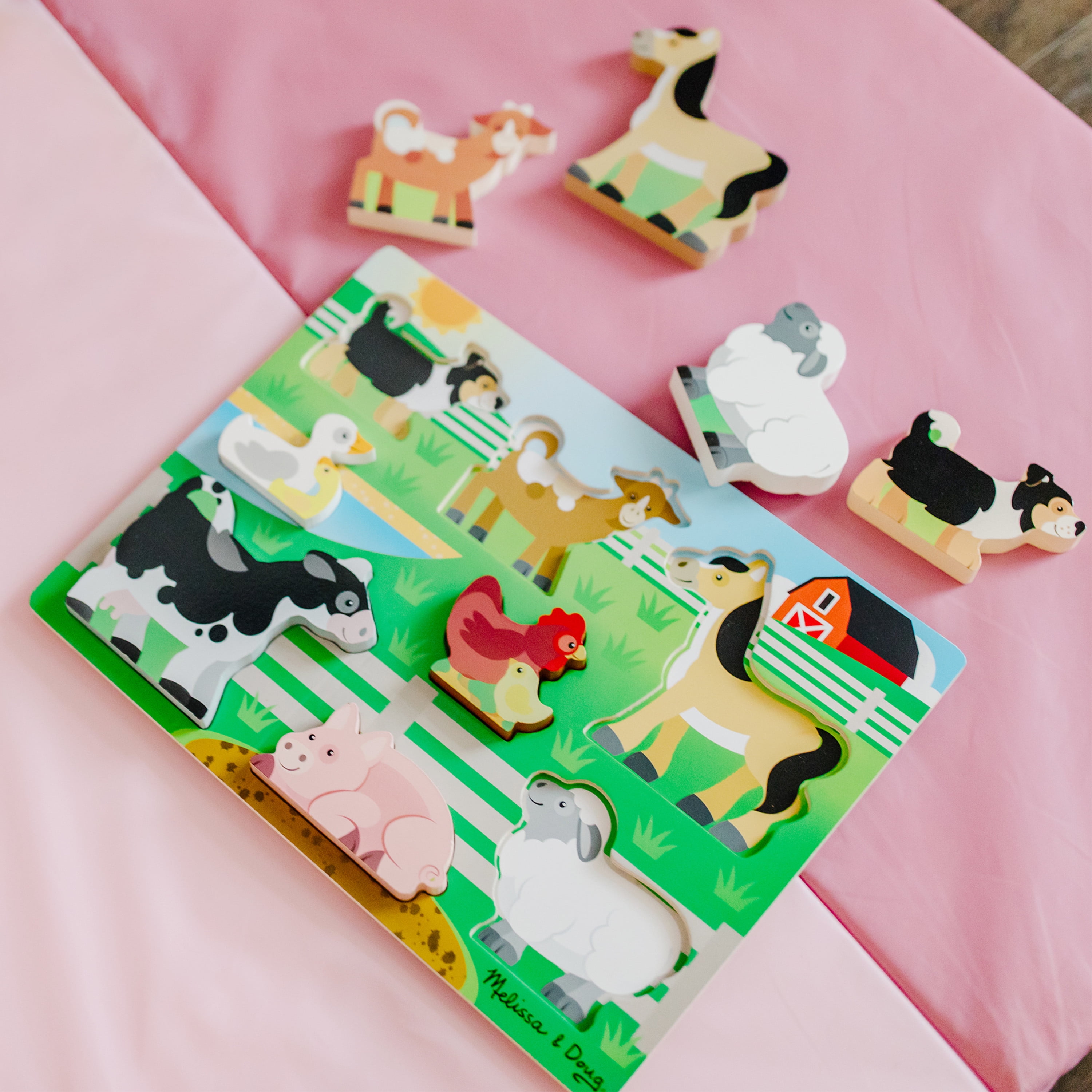 Melissa & Doug Wooden 8-Piece Farm Animals Chunky Puzzle