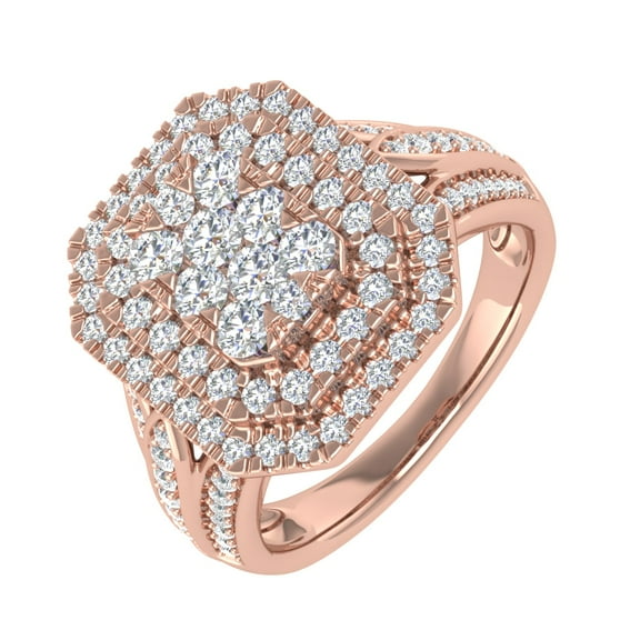 1 Carat Cushion Cut Diamond Engagement Ring in 14K Rose Gold (Ring Size 5)