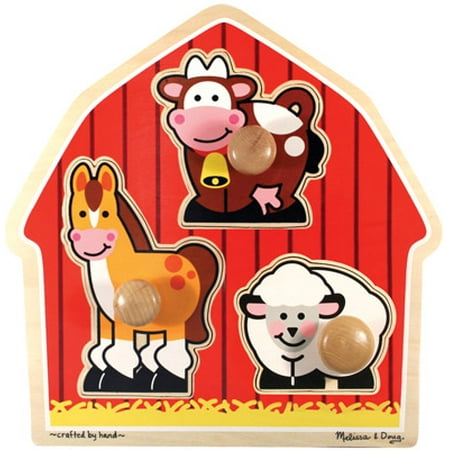 Triangle Knob Puzzle - Jumbo Knob Puzzle - Barnyard Animals