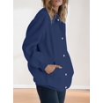 thumbnail image 5 of Women'S Full Zip Up Fleece Hoodie Soft Winter Jacket Casual Oversized Sweatshirt with Button Front Navy Blue L, 5 of 7