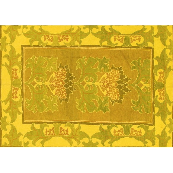 Ahgly Company Indoor Rectangle Abstract Yellow Modern Area Rugs, 2' x 5'