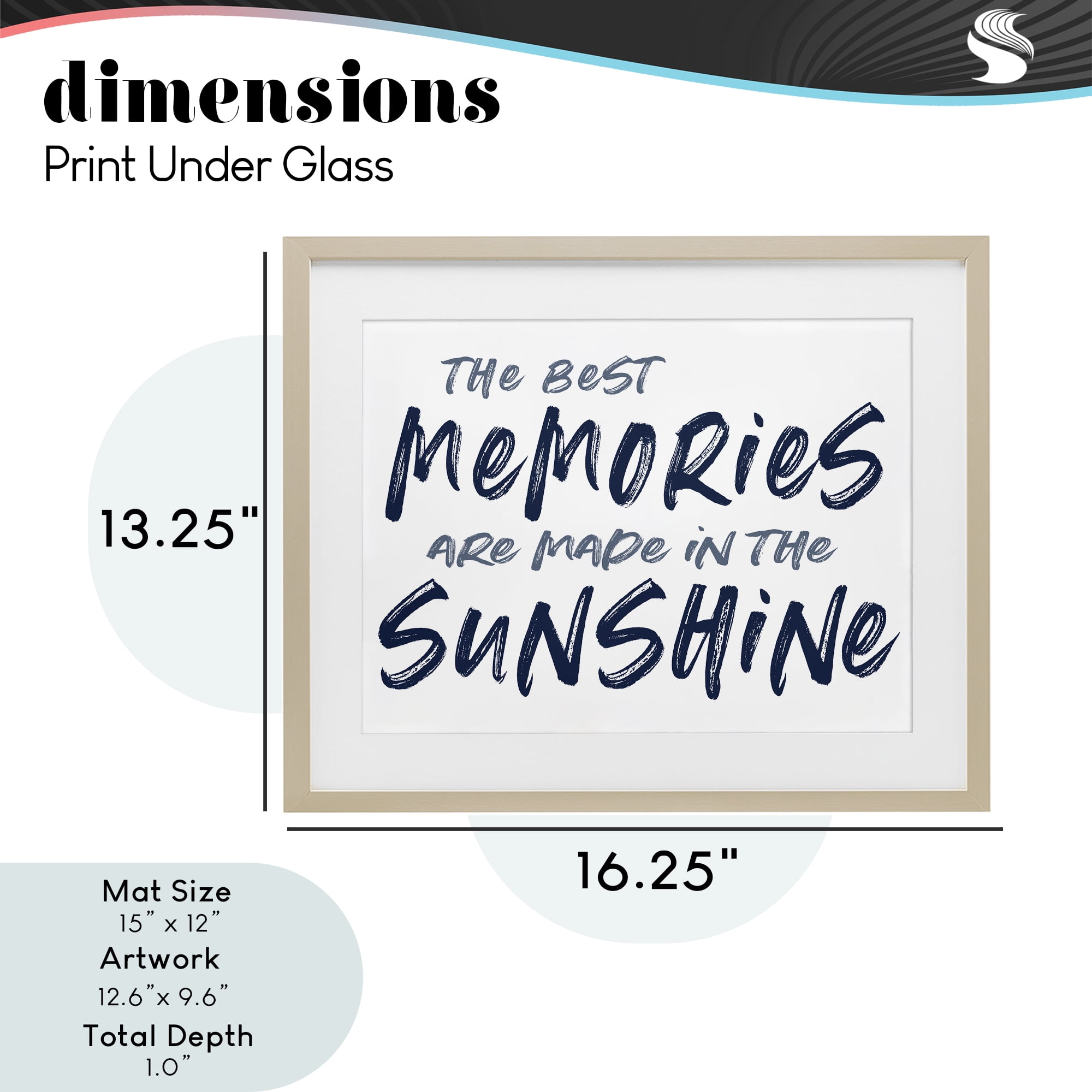 Memories Made In Sunshine Birch Framed Print Under Glass, design by Lettered and Lined
