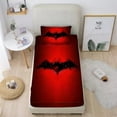 thumbnail image 3 of Gusuhome Boys Bats Fitted Sheet Set Superhero 3D Printing Bedding Set Queen for Teens 2 Piece (1 Deep Pocket and 1Pillowcases) Microfiber Bed Sheet Set for Kids and Man Red Black, 3 of 6